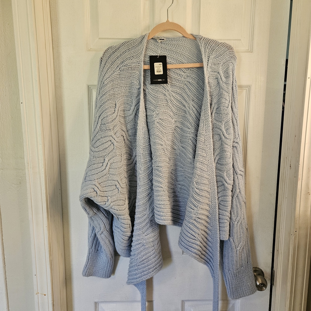 Fashion Nova Light Gray Open Front Cardigan